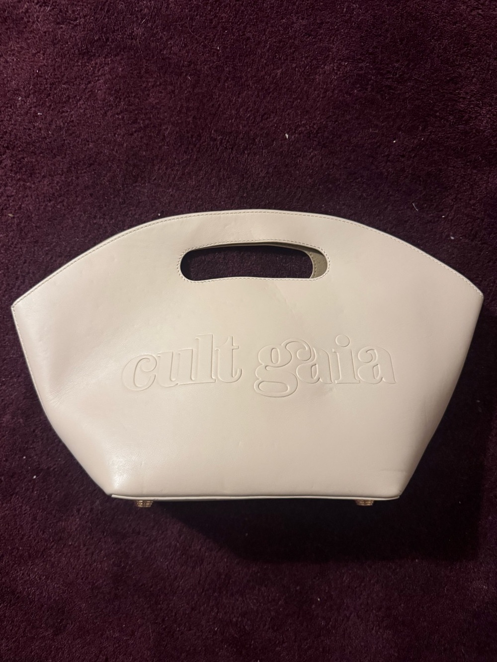 cult gaia Cream Embossed Leather Tote